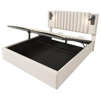 POLSTERBETT 180/200 cm Beige mit Bettkasten und USB Ladefunktion Kopfteil - Beige, Textil (180/200cm) - Oxeza
