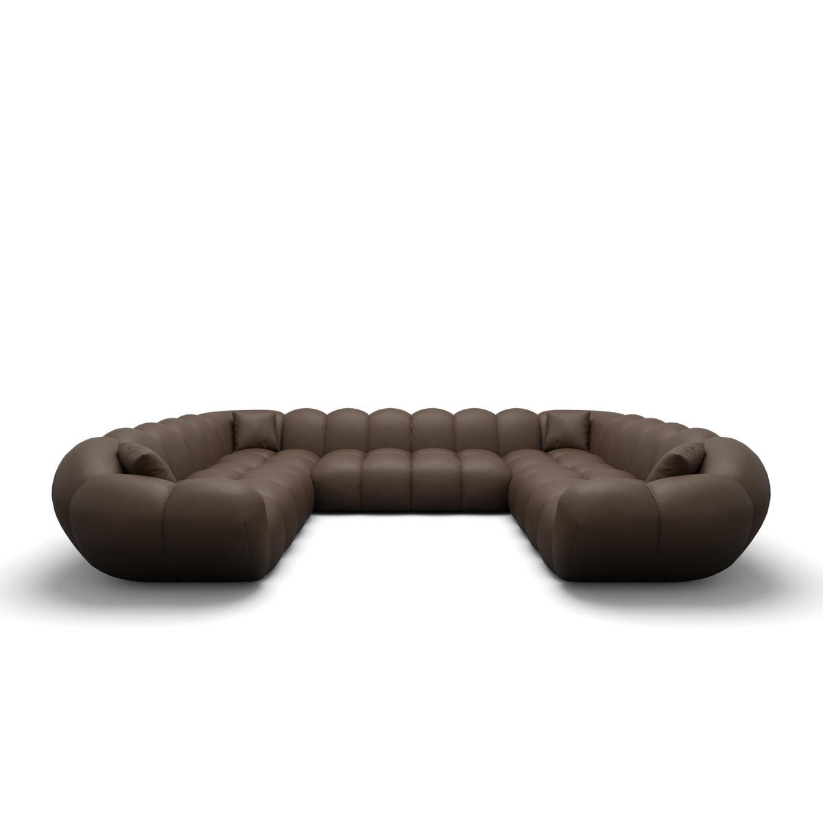 WOHNLANDSCHAFT Liva Dunkelbraun Kunstleder U-Form XXL Panorama - Dunkelbraun, Kunststoff (316/70/258cm) - VAROYAL