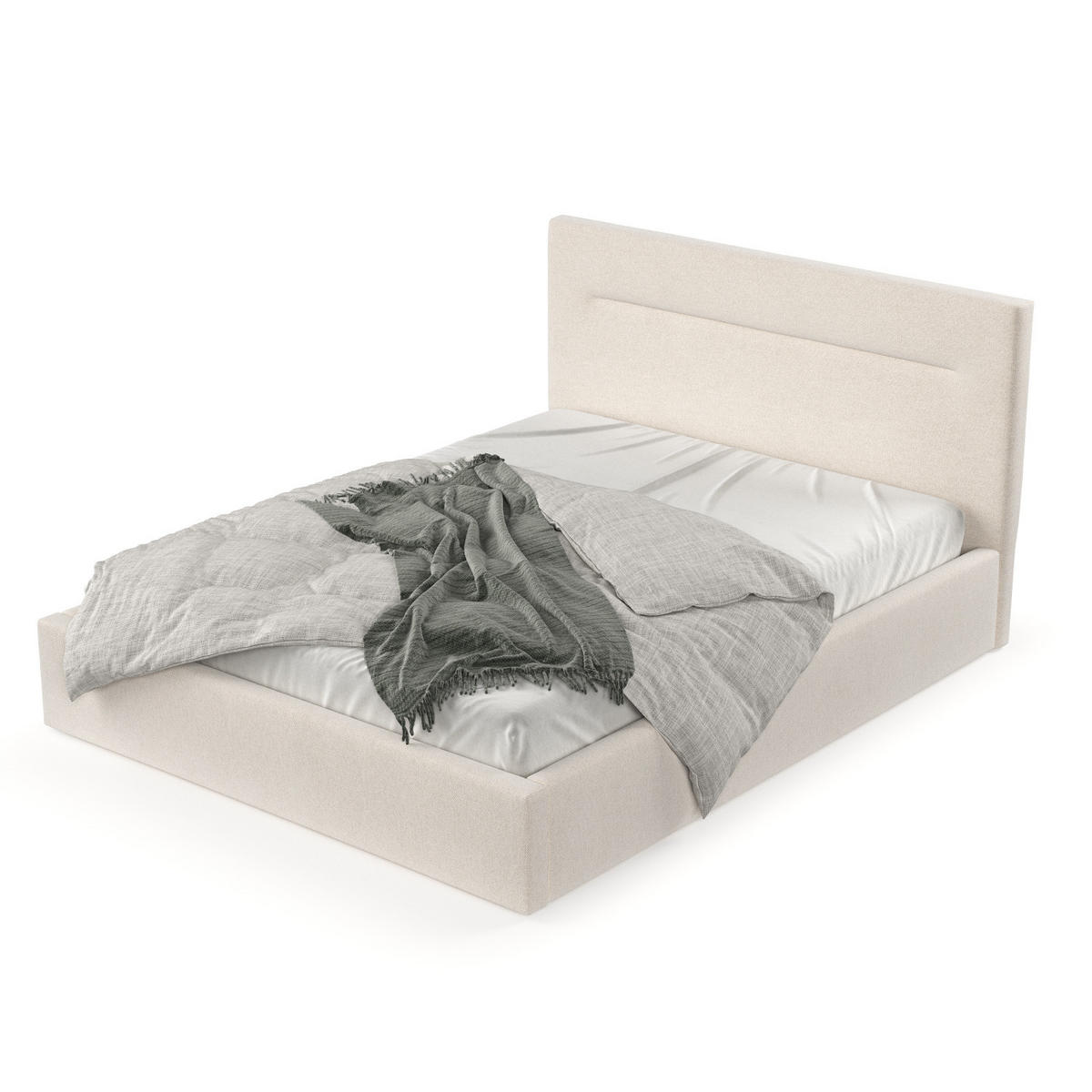 POLSTERBETT Liline 180/200 cm Ecru im Asti Stoff - Ecru/Schwarz, Holz/Holzwerkstoff (180/200cm) - AltaBeds