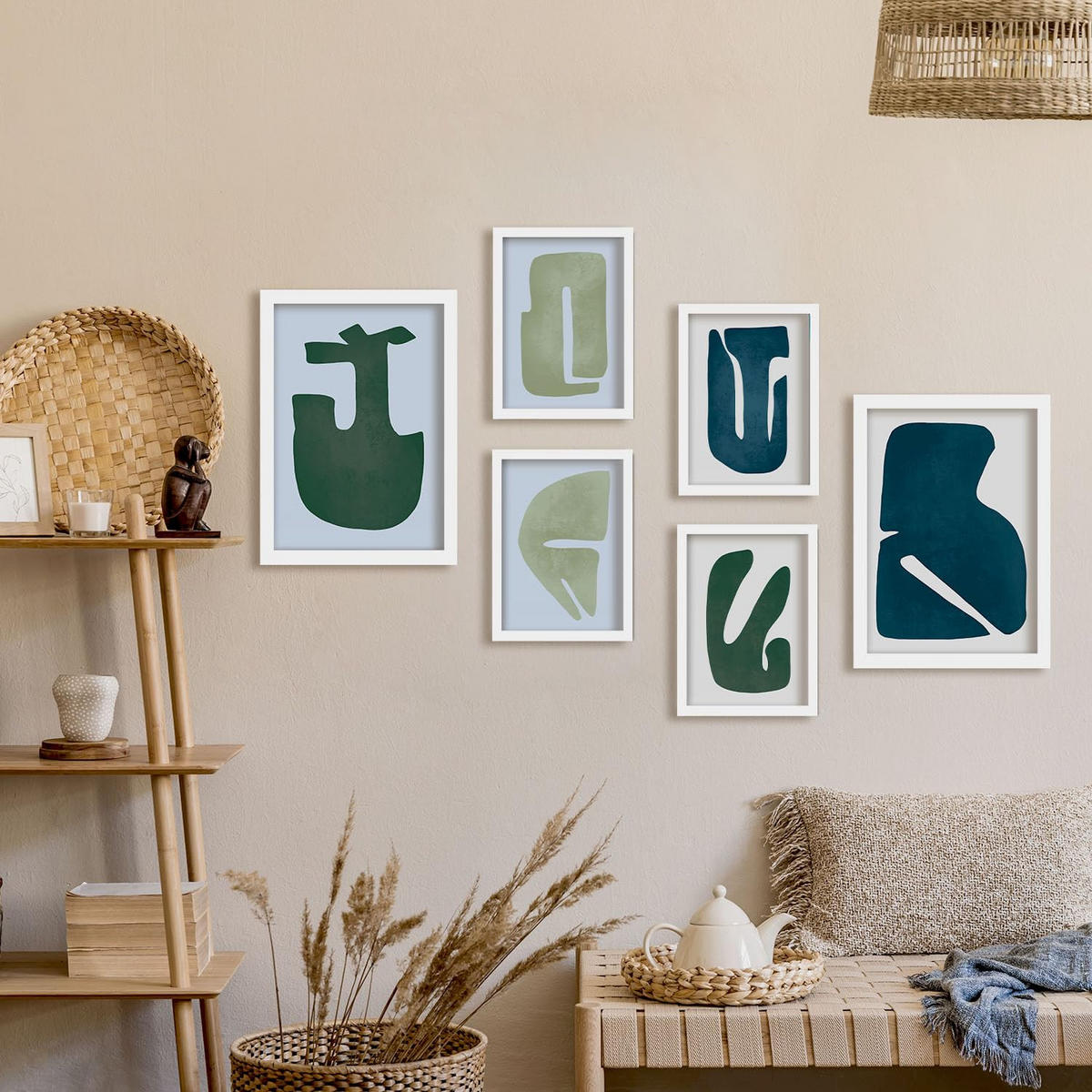 POSTER Set Mit 6 Feine Geschicklichkeit A3 & A4 Weißer Rahmen - Weiß, Papier (29/3cm) - Nacnic