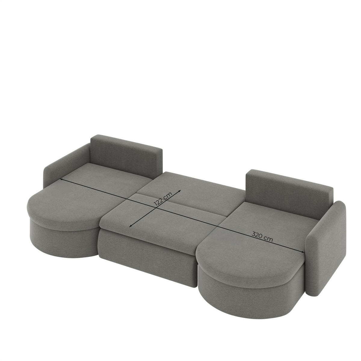 WOHNLANDSCHAFT Feliz In Quelle - Hellgrau, Holzwerkstoff/Textil (350/83/160cm) - Fun Möbel