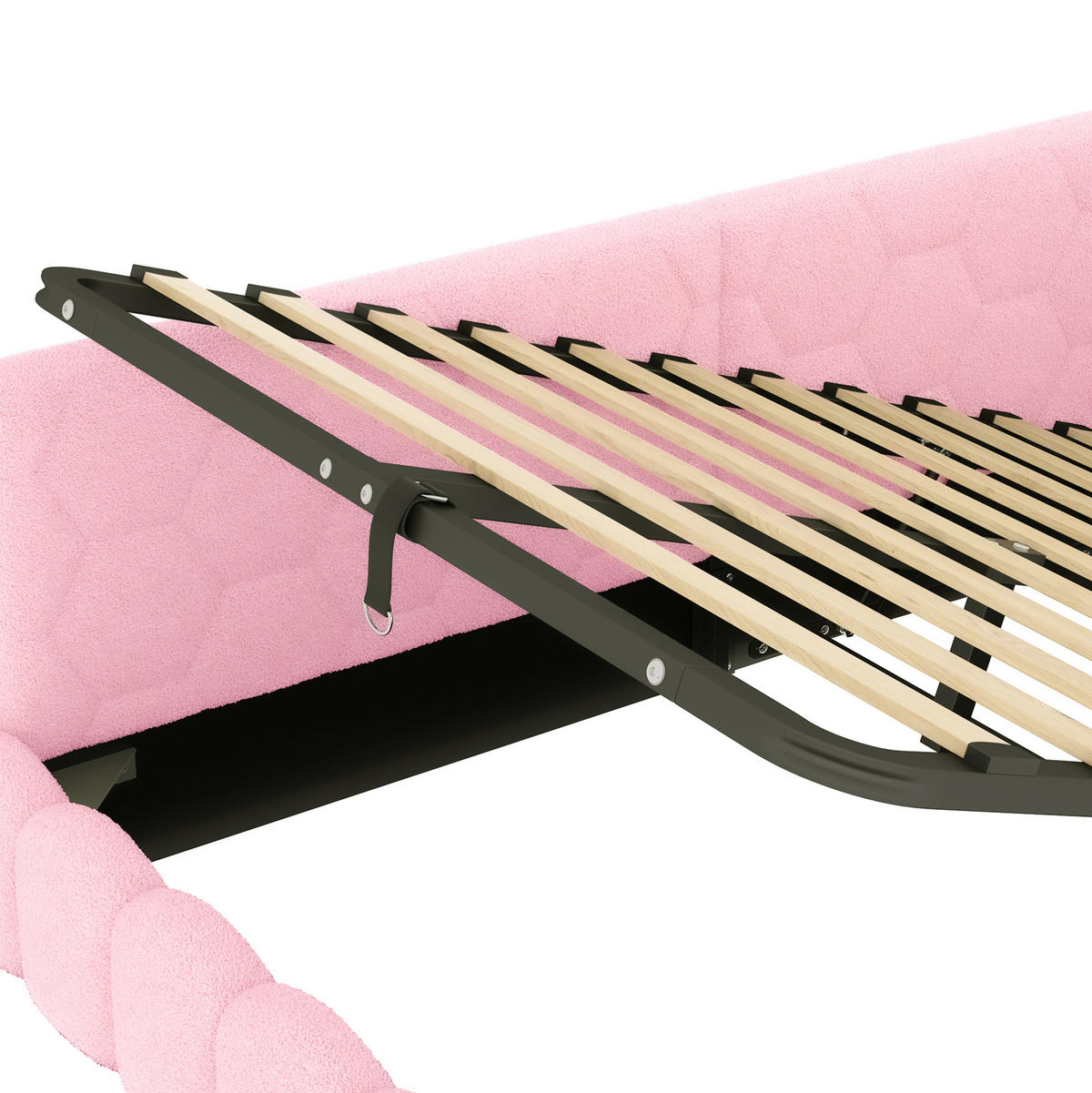 POLSTERBETT 140/200 cm Rosa aus Vliesimitat mit Stauraum - Rosa, Textil (140/200cm) - OKMYHOME