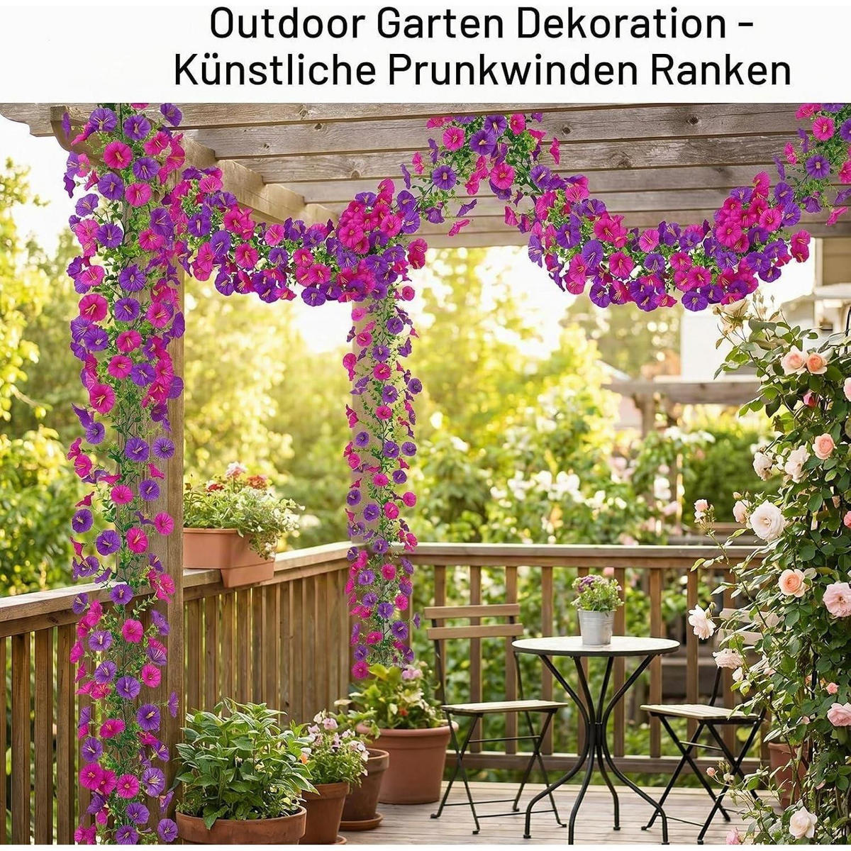 BLUMENGIRLANDE 2-teiliges Set 1.8M Lila Fuchsie - Multicolor, Kunststoff (180cm)