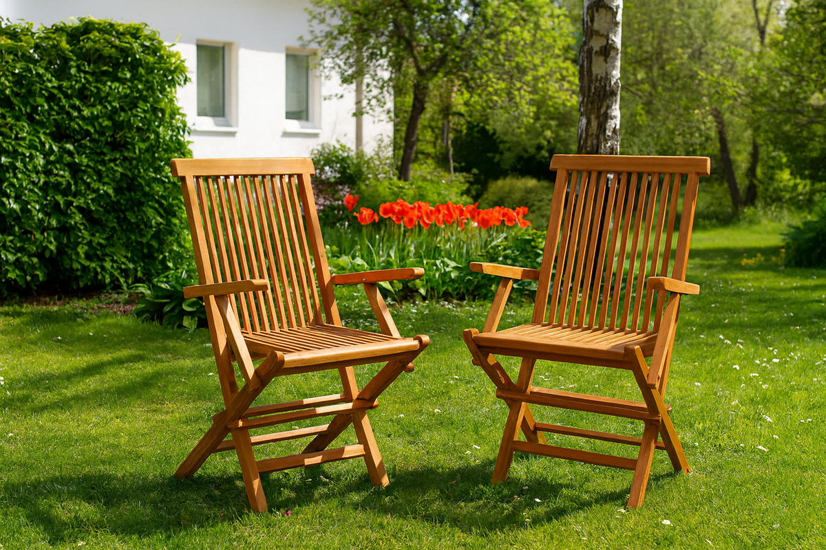 STUHL Teck Braun klappbar Set mit 2 - Braun, Holz (90/75/170cm) - Concept Usine