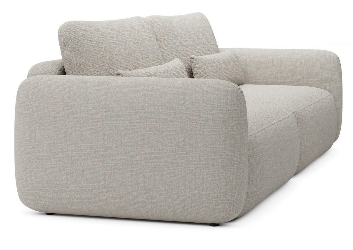 SCHLAFSOFA 240 cm Lumina, Chenille, Bettkasten, Beige - Beige, Holz (238/87/103cm) - Emporius
