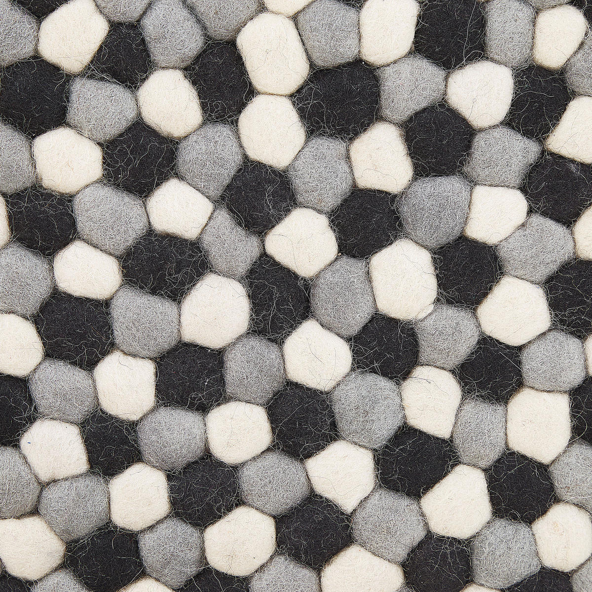 FILZKUGELTEPPICH-PENEK 140/140 cm - Schwarz, Textil (140/140cm) - Beliani