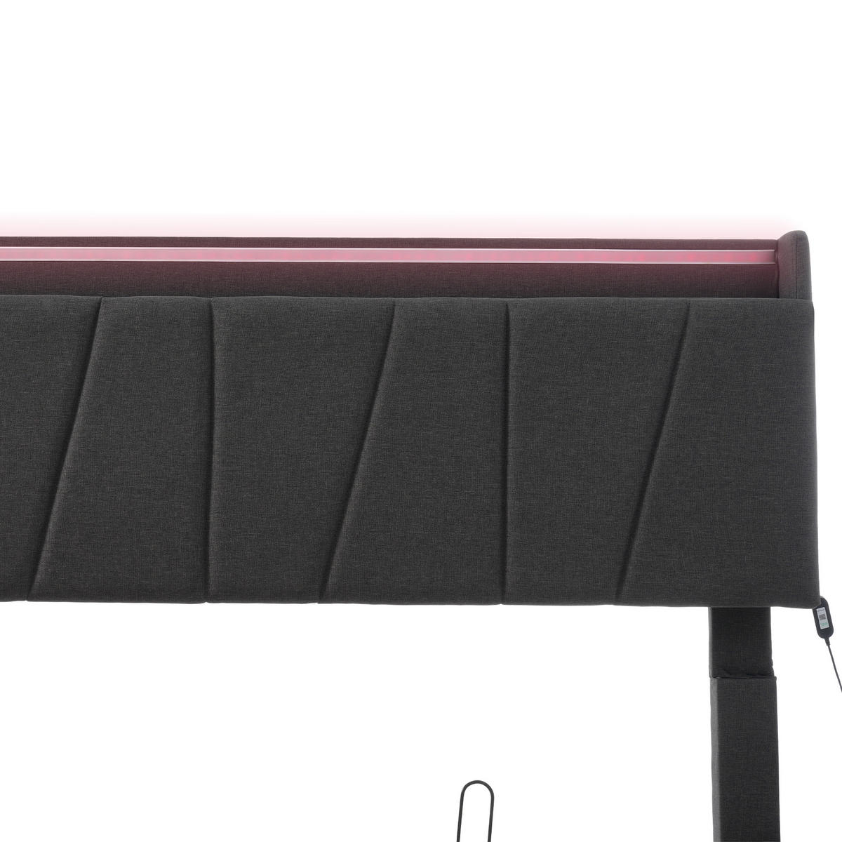 POLSTERBETT aus Leinen 160x200 cm in Grau mit LED & USB/Type-C - Grau, Textil (160/200cm) - Modfu