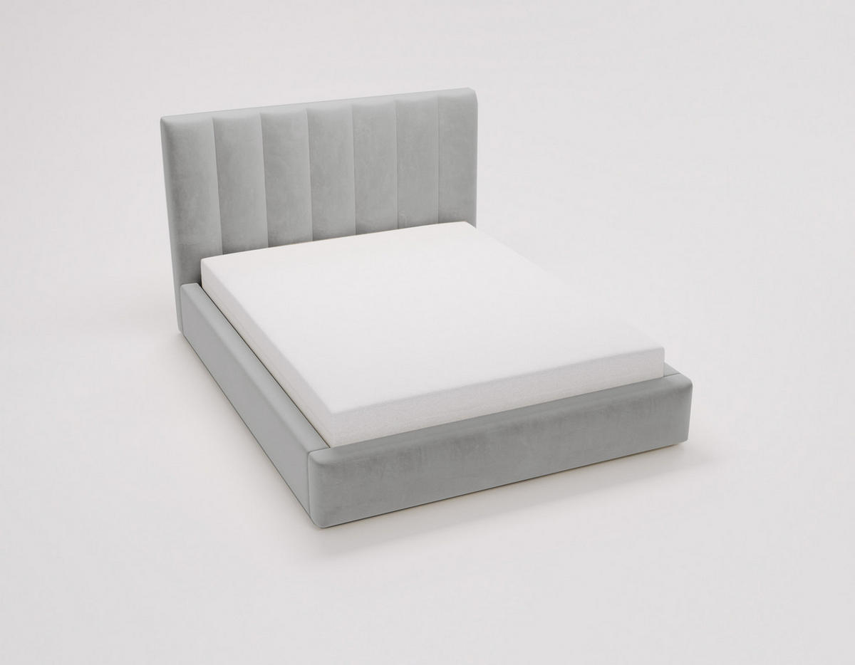 POLSTERBETT 140x200 cm Velor, Lattenrost, Bettkasten, Hellgrau - Grau, Holz/Textil (140/200cm) - Emporius