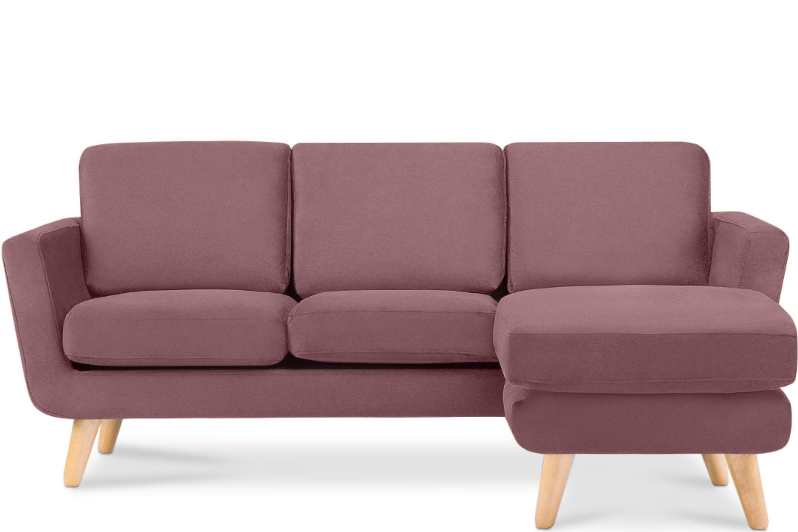 ECKSOFA-RECHTS TAGIO 3/4 Sitzer, rosa - Koralle/Braun, Buchenholz/Textil (190/151cm) - KONSIMO®