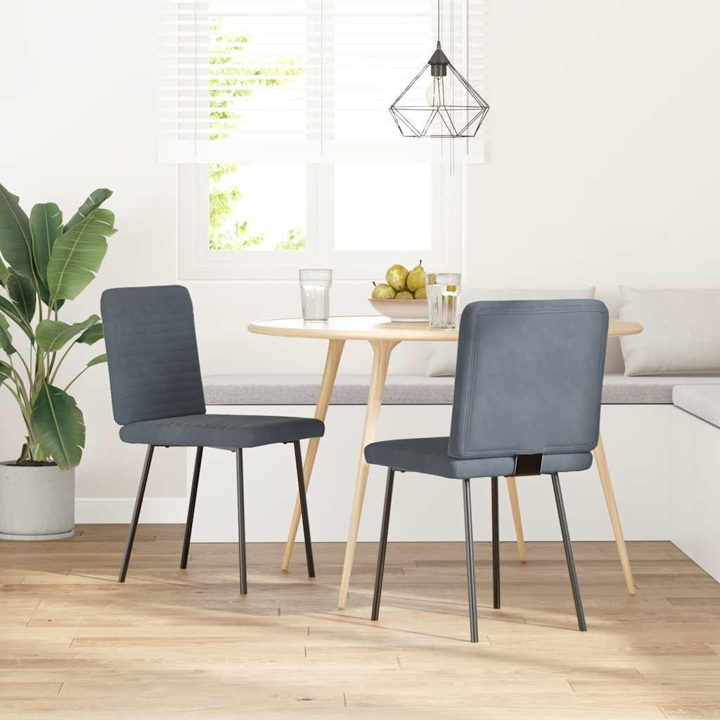 ESSZIMMERSTÜHLE 2 Stk. Dunkelgrau Samt 45*54*83cm - Dunkelgrau, Metall (45/83/54cm) - ZMH