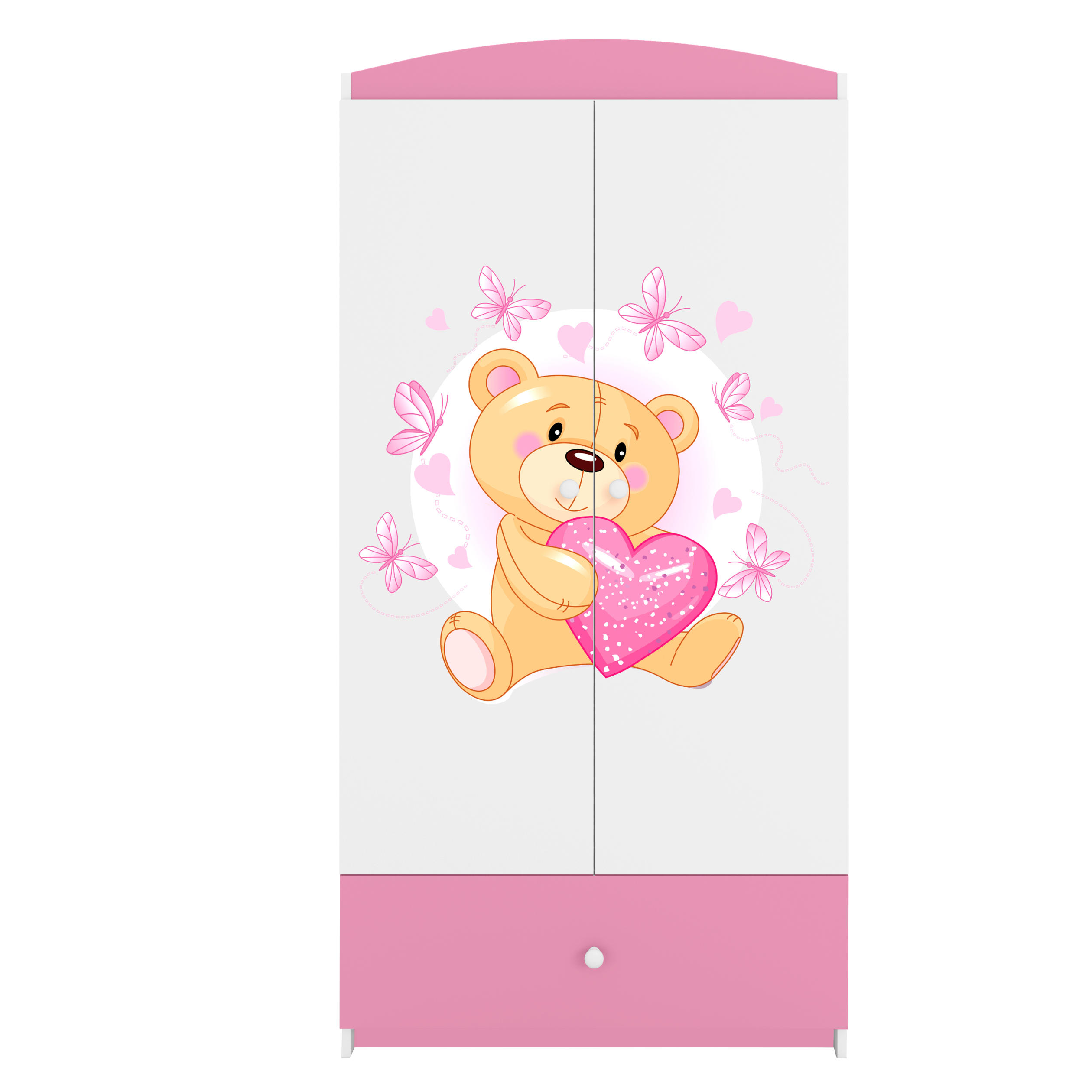 KINDERKLEIDERSCHRANK Teddybär I - Hellrosa, Holzwerkstoff (90/175/52cm) - RAUMHIRSCH FURNITURE