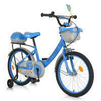 KINDERFAHRRAD 20 Zoll 2002 blau Stützräder, Klingel, Höhe einstellbar, Körbe - Blau, Metall (90cm)