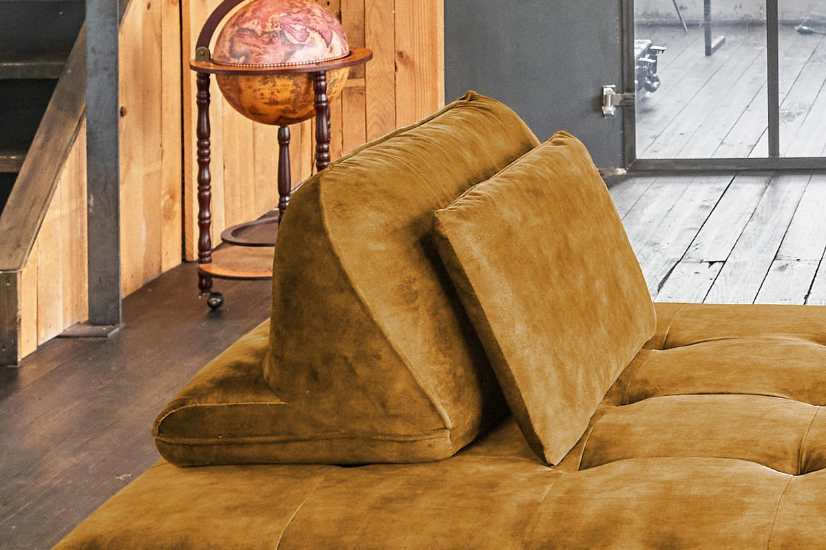 ECKSOFA MIT HOCKER WIOLO Rotbraun Velvet - Cognac/Silberfarben, Textil (350/350cm) - KAWOLA