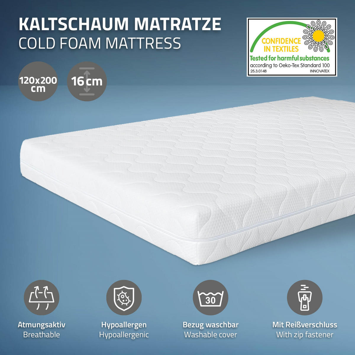 METALLBETT mit MATRATZE 120/200cm - Anthrazit, Metall (120/200cm) - ML-DESIGN