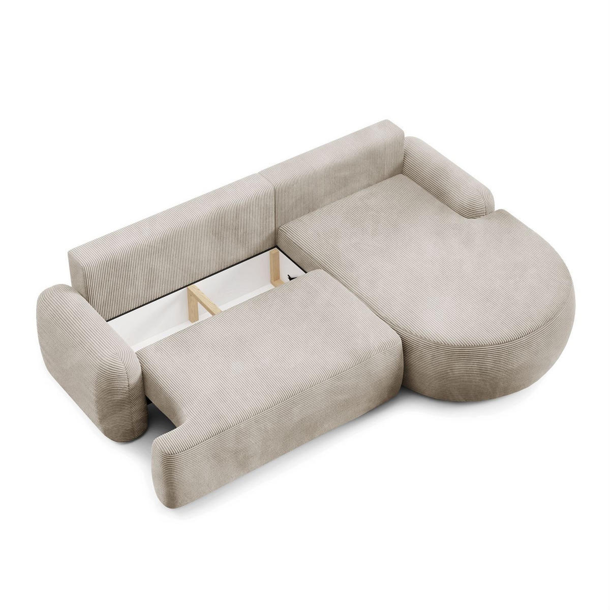 ECKSOFA CLEO II mit Schlaffunktion Version Rechte Poso 100 - Beige, Kunststoff (264/172cm) - Lookway