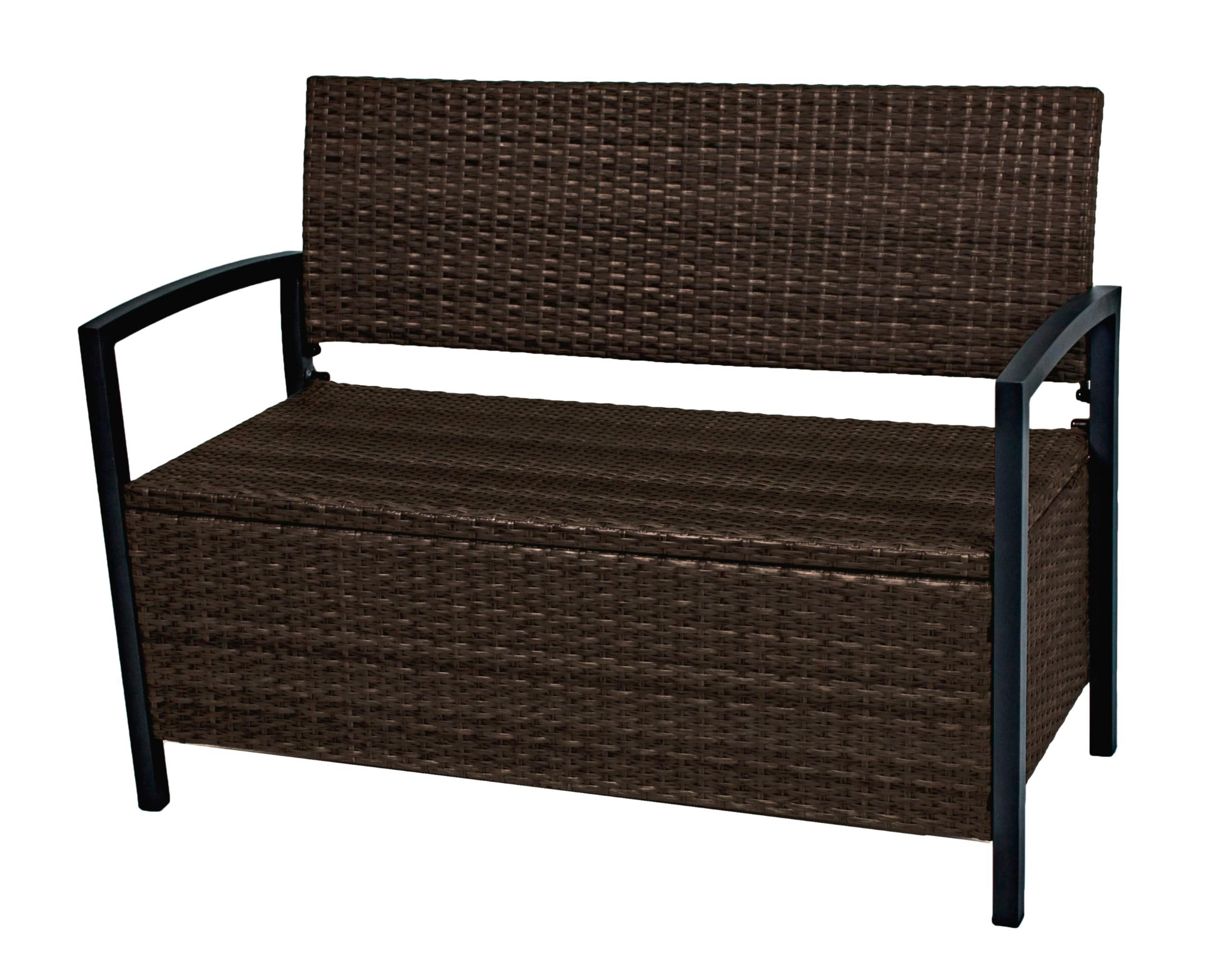 PARKBANK Wouter mit Ablagefach Braun Gartenbank - Braun, Kunststoff (117/86/58cm) - DELUKE