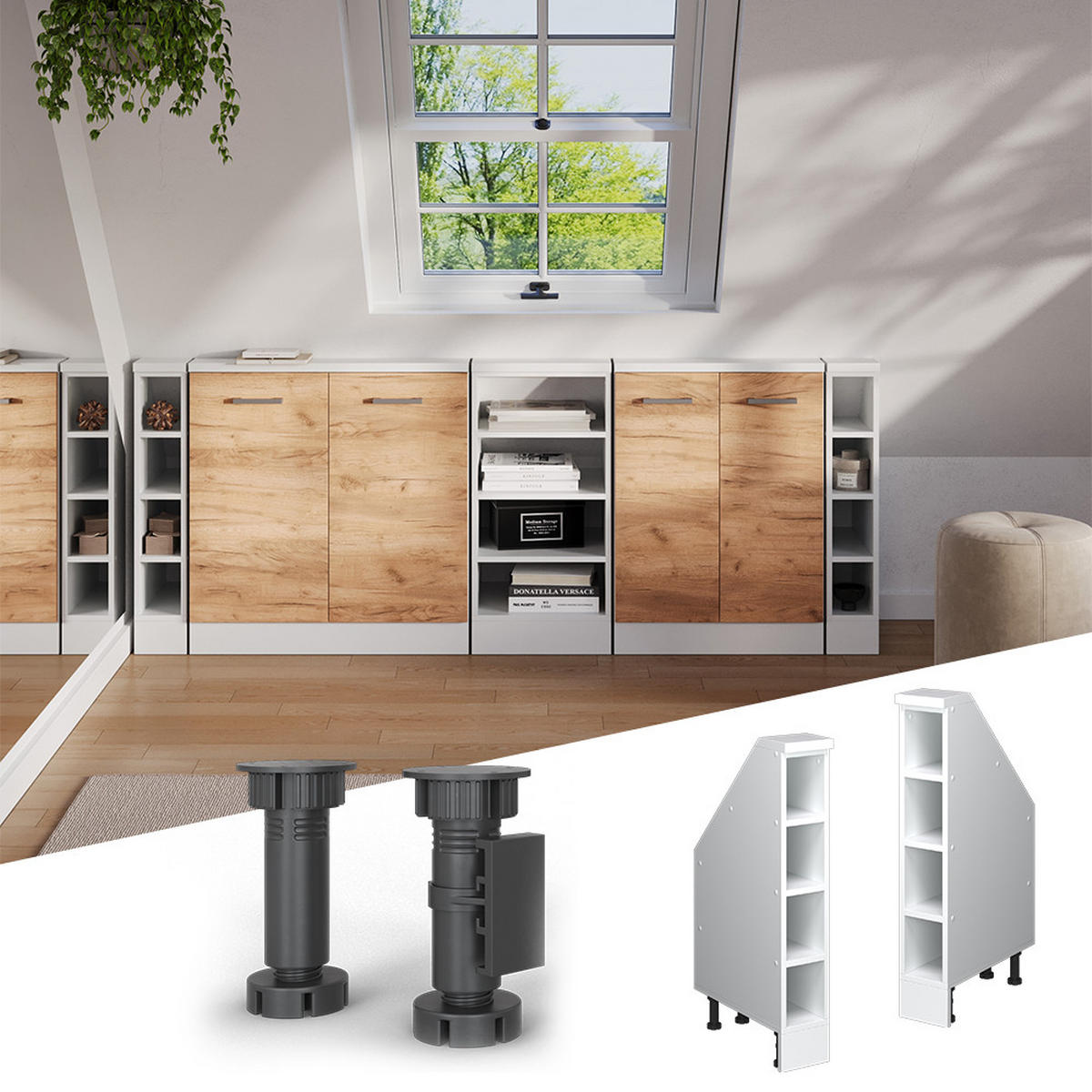 KUCHYŇSKÁ SKŘÍŇKA POD ŠIKMOU STŘECHU R-Line Bílá - bílá, kompozitní dřevo (15/81.8/46cm) - Vicco