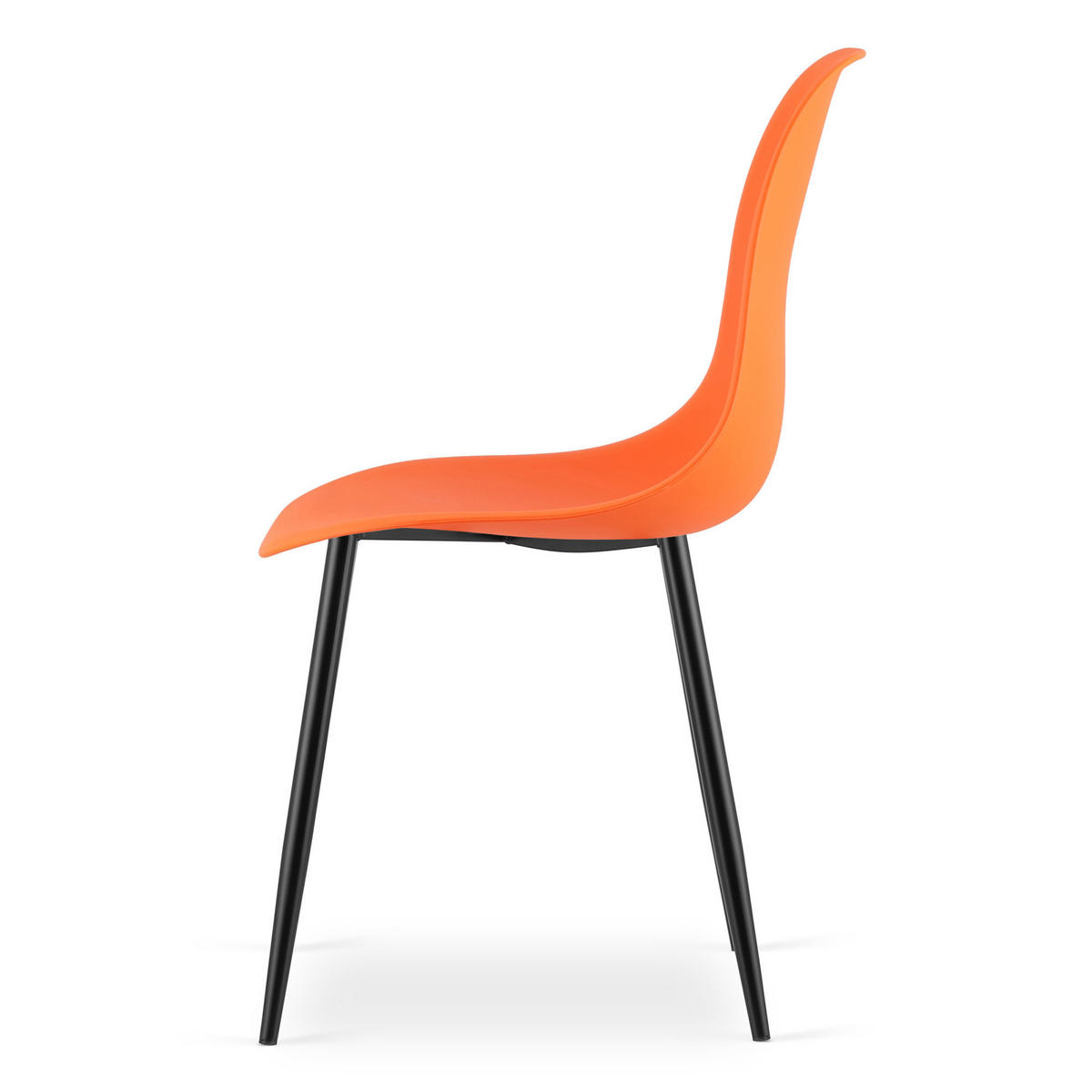 ESSZIMMERSTUHL 4-er Set KALEO orangefarbener Sitz, schwarze Beine - Schwarz/Orange, Kunststoff (46/84/51cm) - Valora