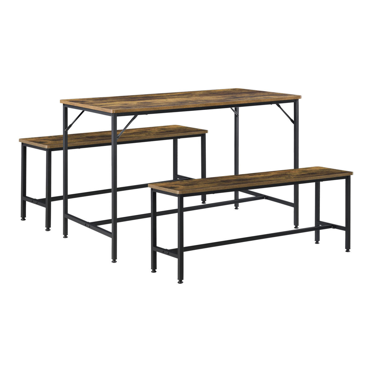 TISCHGRUPPE Pajala - Dunkelbraun/Schwarz, Holzwerkstoff/Metall (120/75/60cm) - [en.casa]