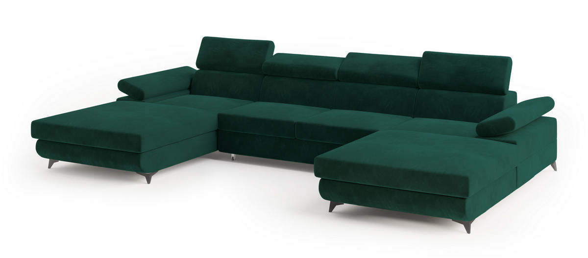 ROHOVÁ SEDAČKA DETTI zelená barva - černá/zelená barva, kov/dřevo (339/190cm) - MASSENO