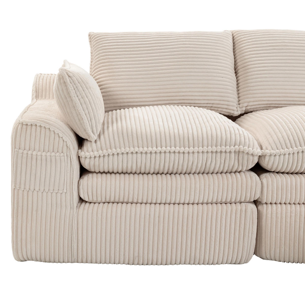 SOFA 2-Sitzer 191 x 94 cm Cord Beige mit Seitentaschen - Beige, Kunststoff (94/85/191cm) - Meubliv