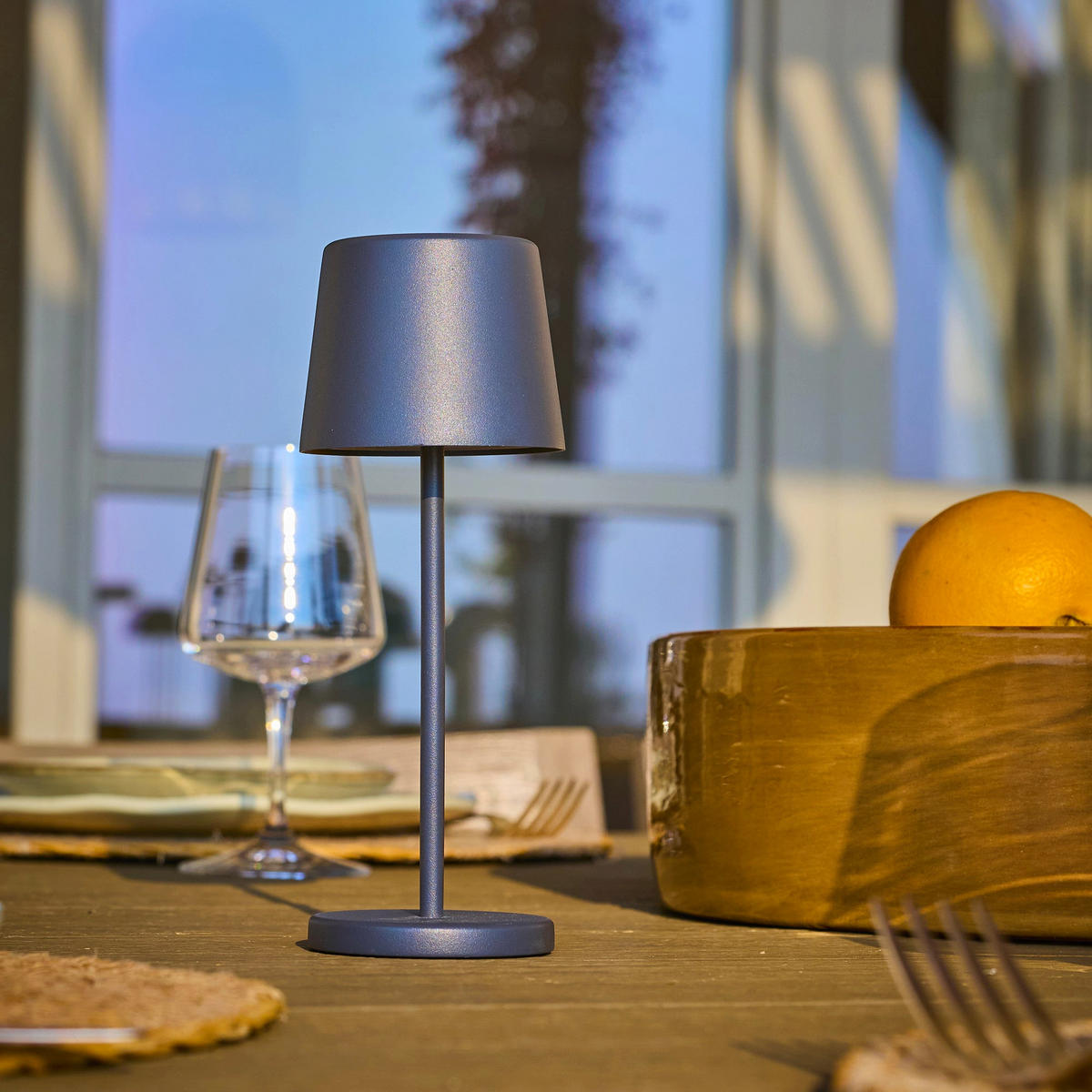 MINI KELLY Kabellose Tischleuchte H22CM - Dunkelgrau, Metall (9/9/22cm) - Lumisky