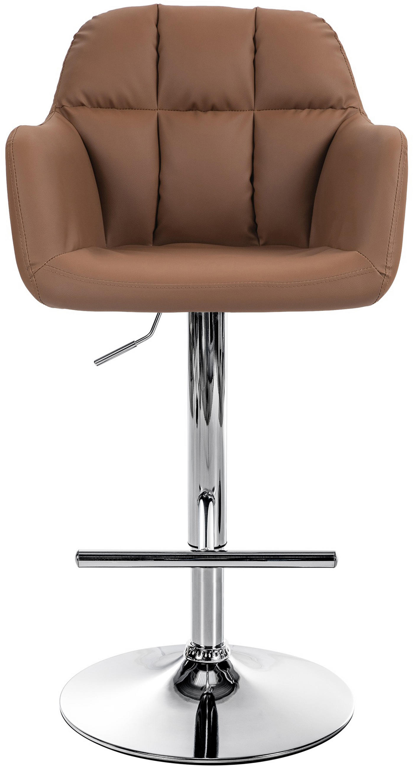 BARHOCKER Nardo Kunstleder chrom hellbraun - Chromfarben/Braun, Kunststoff/Metall (57/118/59cm) - TPFLiving