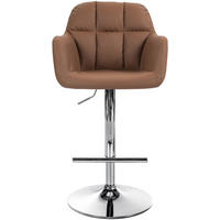 BARHOCKER Nardo Kunstleder chrom hellbraun - Chromfarben/Braun, Kunststoff/Metall (57/118/59cm) - TPFLiving