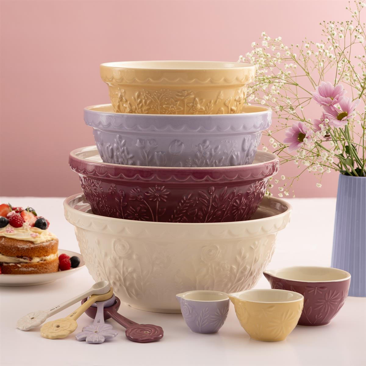 RÜHRSCHÜSSEL aus Steingut in the Meadow, Rose, 4 Liter, Ø 29 cm - Creme, Keramik (29/13.5cm) - Mason Cash