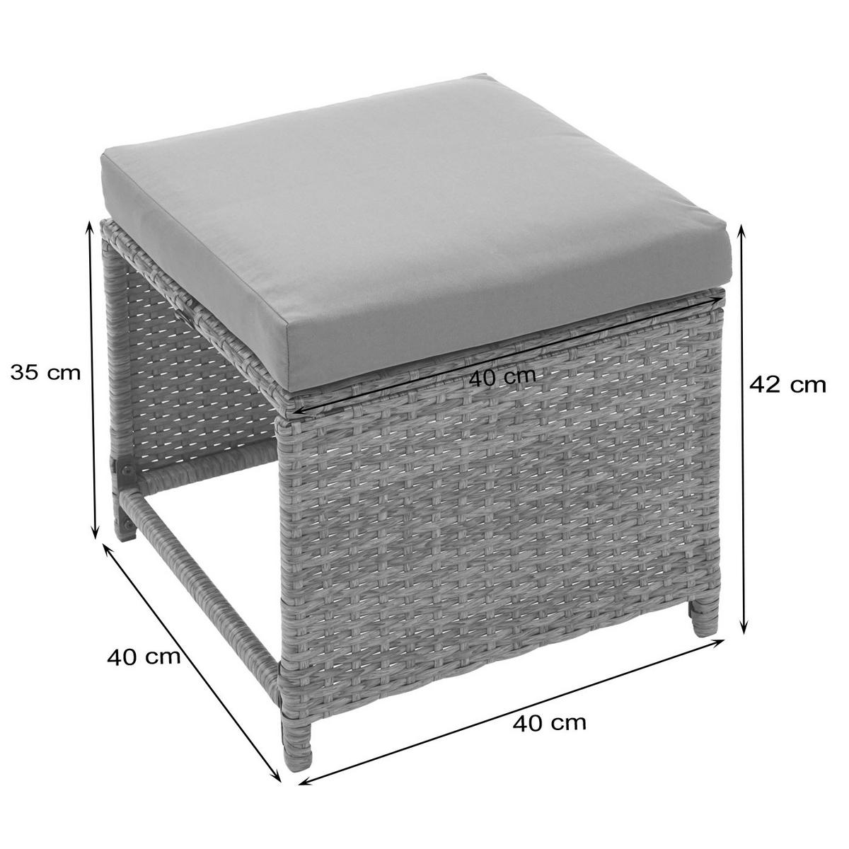 POLY-RATTAN HOCKER Schwarz 2er-Set - Schwarz, Kunststoff (40/35/40cm) - MCW