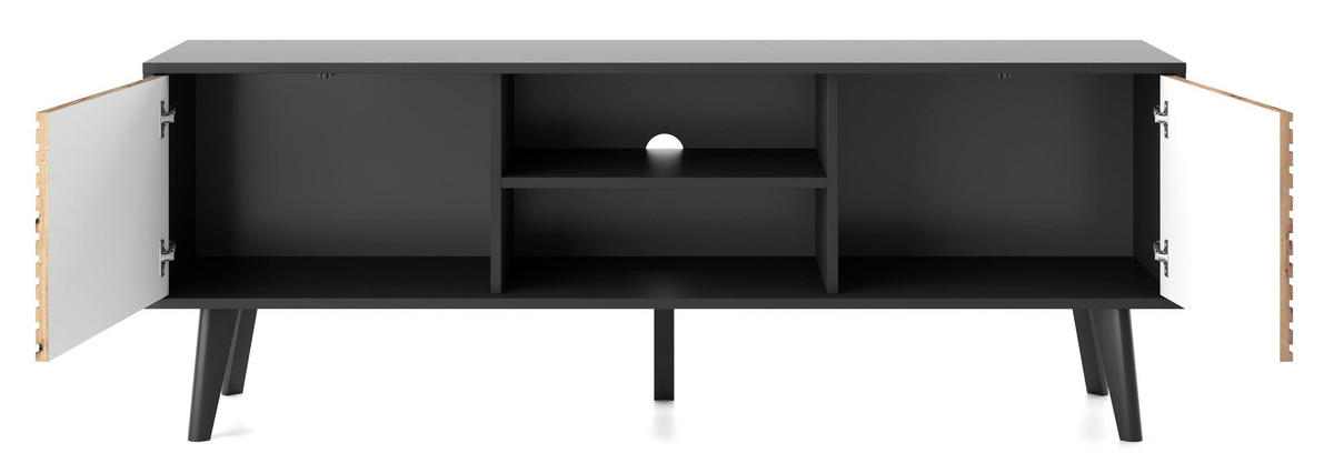 TV-SCHRANK Willow Schwarz - Schwarz/Eiche Artisan, Holzwerkstoff (154/56/39cm) - Bettso