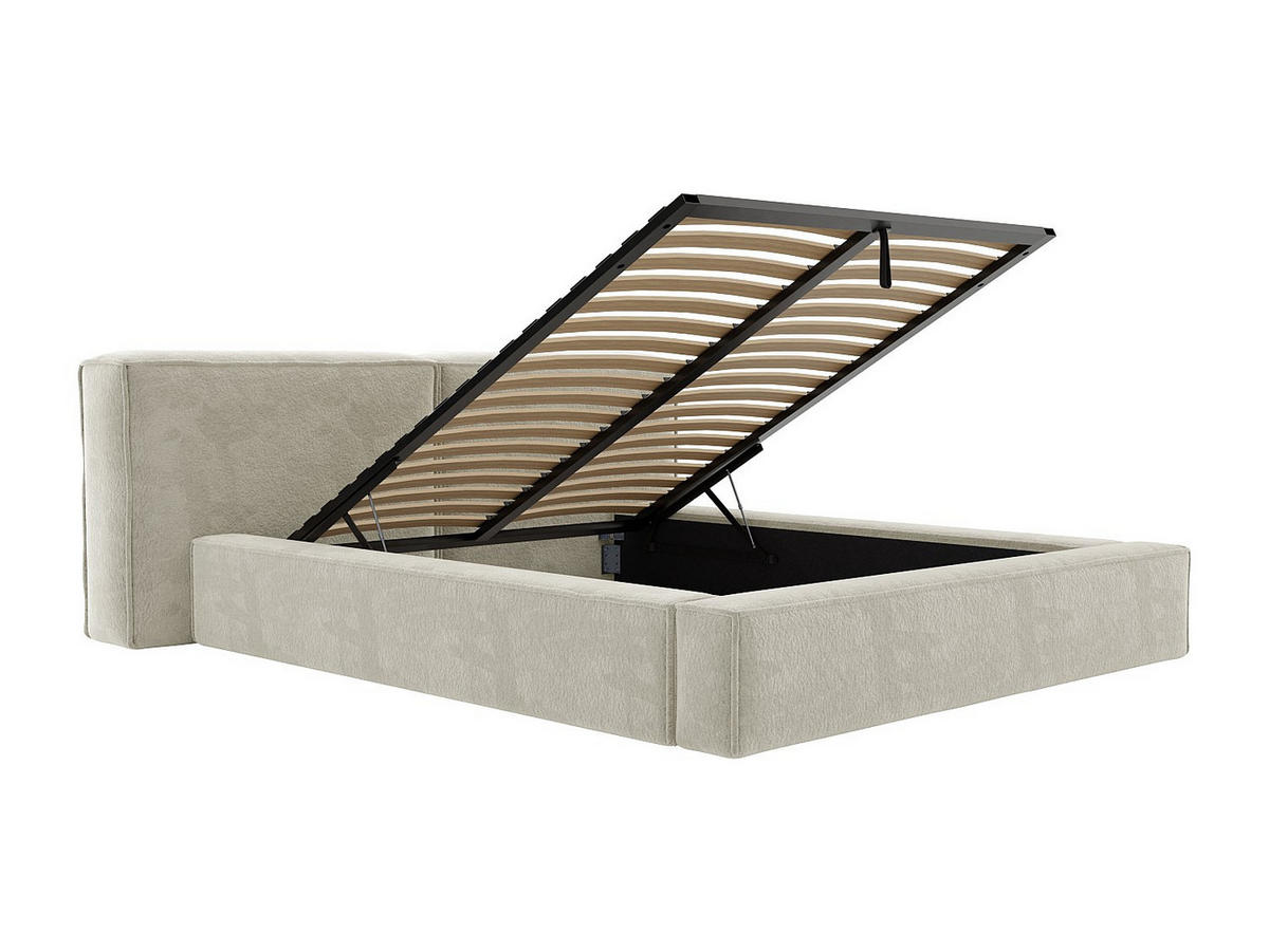 BETT mit Bettkasten - 2 Personen - stoff - beige Timano - Weiß, Textil (140/190cm) - Vente-Unique