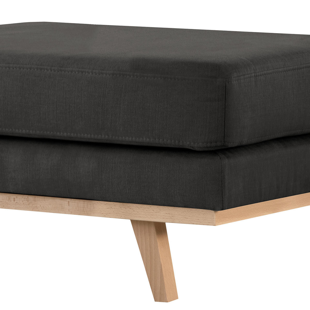 POLSTERHOCKER - Anthrazit/Buchefarben, Buchenholz/Textil (85/43/60cm) - home24