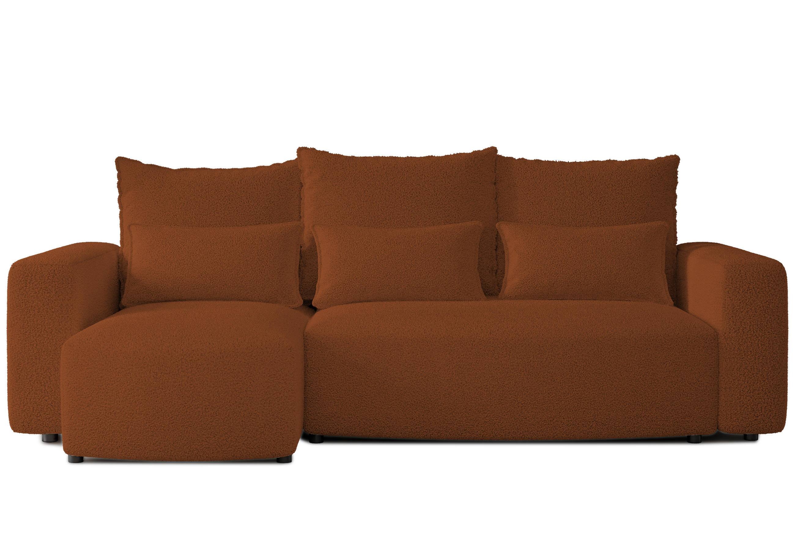 ECKSOFA Travis mit Bettkasten und Schlaffunktion, L-Form, Boucle, Universal - Rostfarben, Holzwerkstoff (248/148cm) - 4ALL HOME