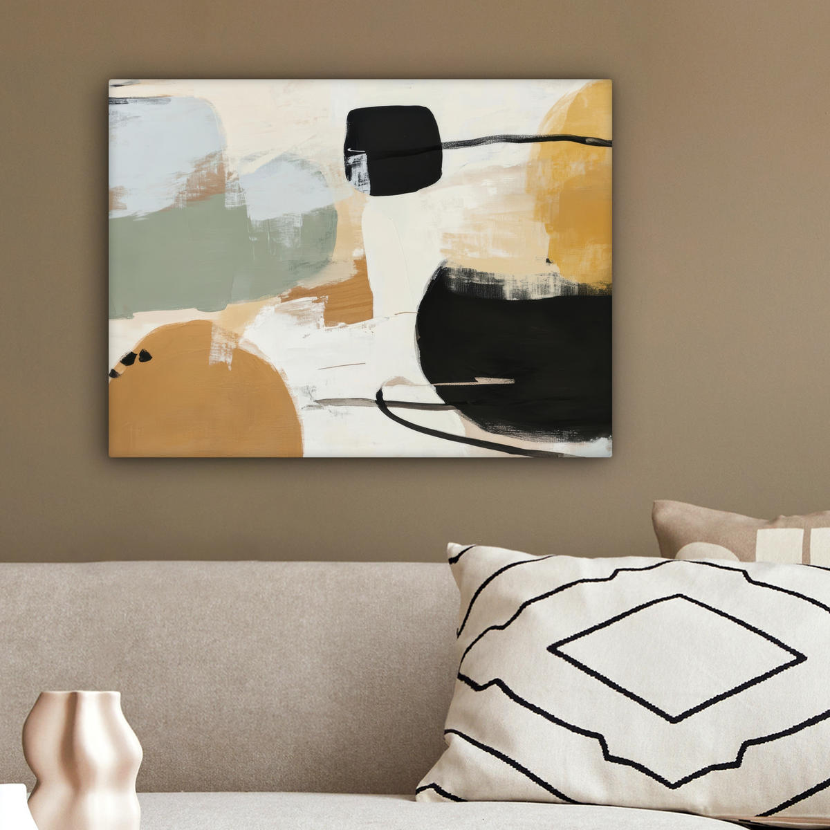 LEINWANDBILD Farbe - Abstrakt - Farben 40x30 cm - Currygelb, Textil (40/30cm) - MuchoWow