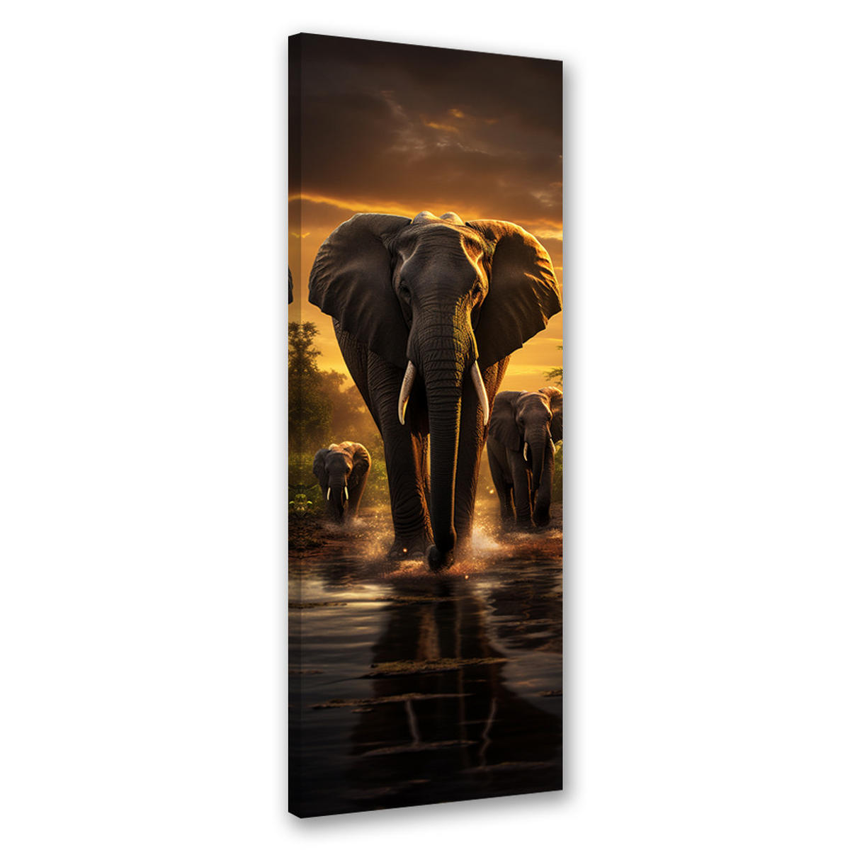 WANDBILD elefanten afrika safari - Braun, Textil (30/90cm) - Feeby