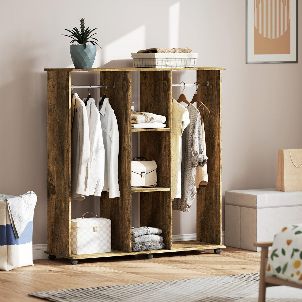 KLEIDERSCHRANK Braun 1 Stück - Braun, Holzwerkstoff (40/128/120cm) - GiPP