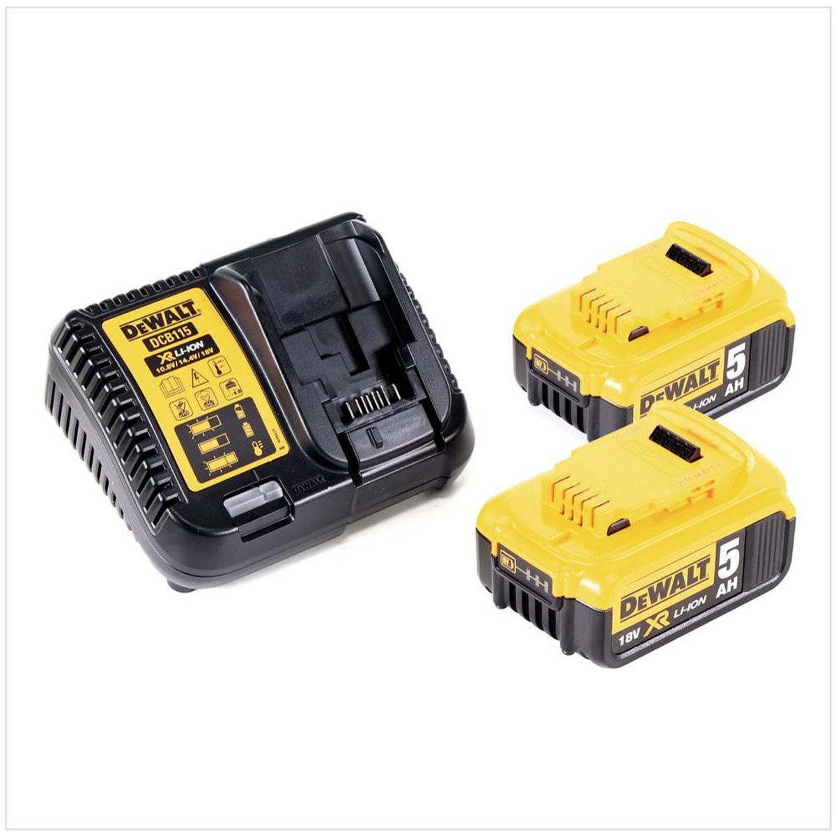 DEWALT DCG 405 P2 Akku Winkelschleifer 18V 125mm Brushless + 2x Akku 5,0Ah + Ladegerät + TSTAK - Multicolor, Kunststoff (45/340/16cm) - DeWalt