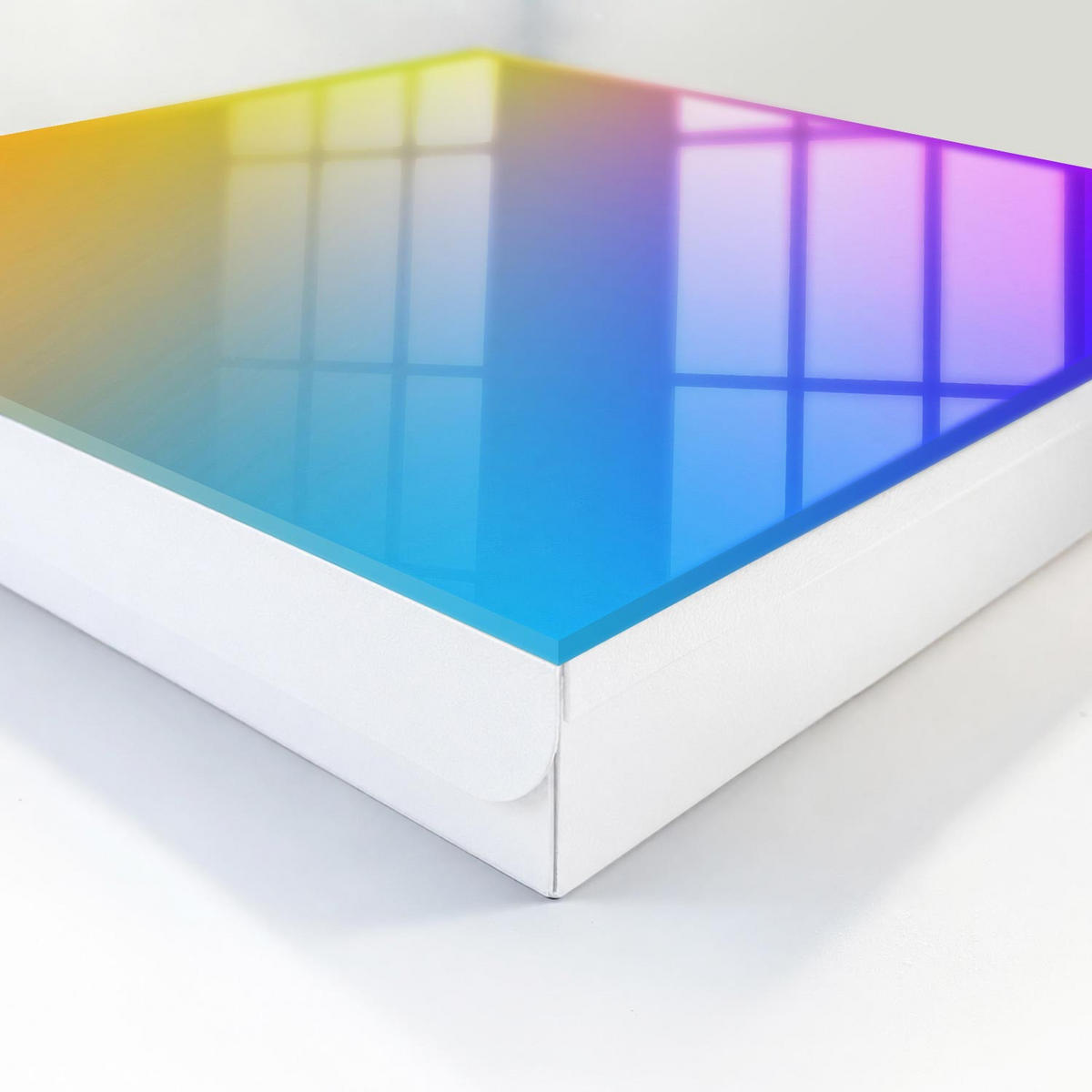 SCHLÜSSELBOX Weiß 30x30 cm – Türöffnung nach rechts - Farbverlauf - Gelb, Metall (30/30/5cm) - TULUP