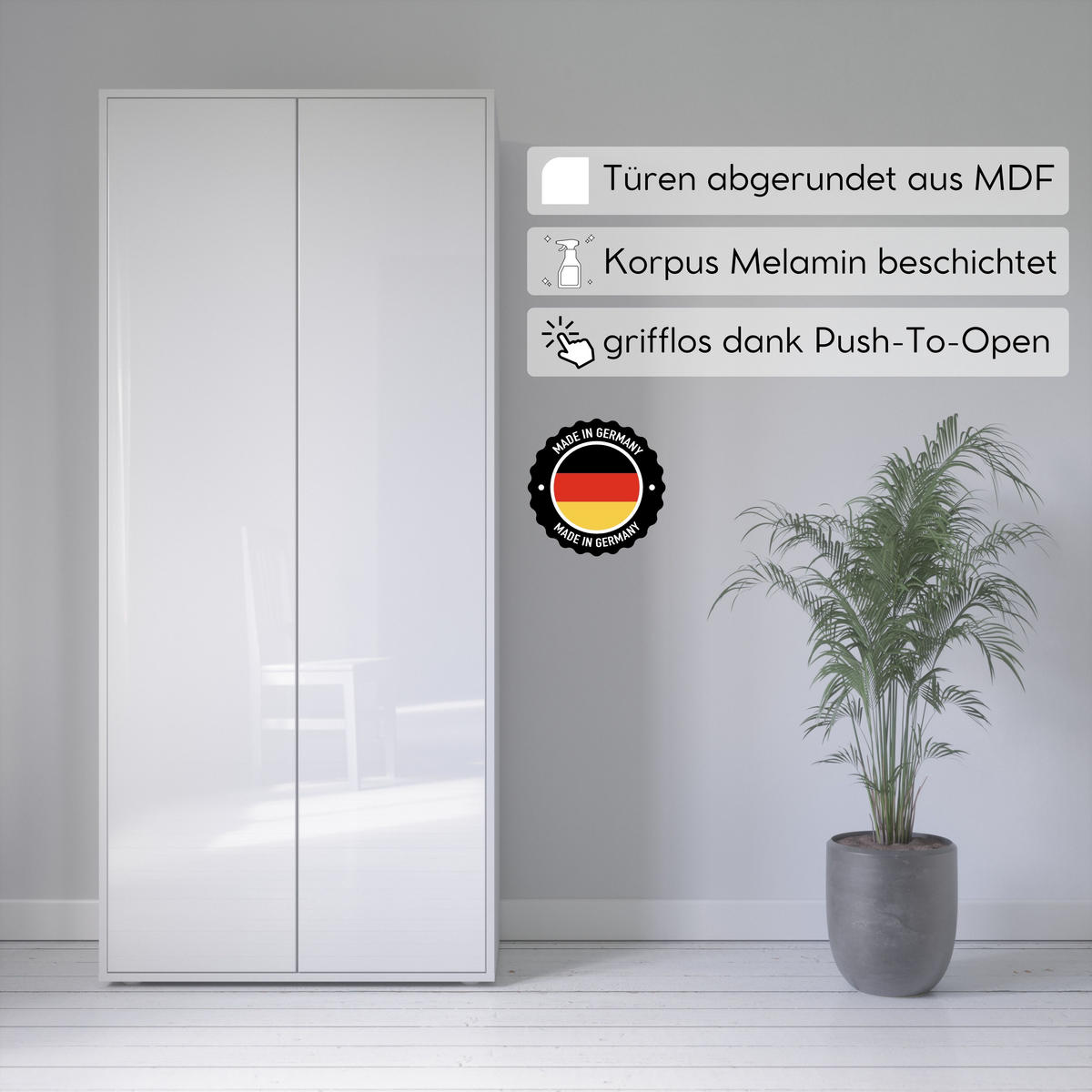 AKTENSCHRANK Amira T00 Weiß Hochglanz 180/80/40 cm - Weiß Hochglanz, Holzwerkstoff (80/180/40cm) - SIMPLYFURN