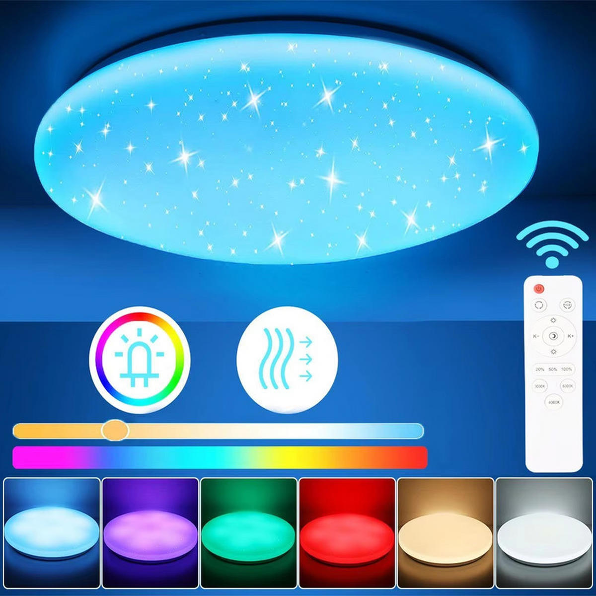 LED-DECKENLEUCHTE 40 cm RGB Farbwechsel Dimmbar - Weiß, Kunststoff (40/40/5cm) - Coonoor