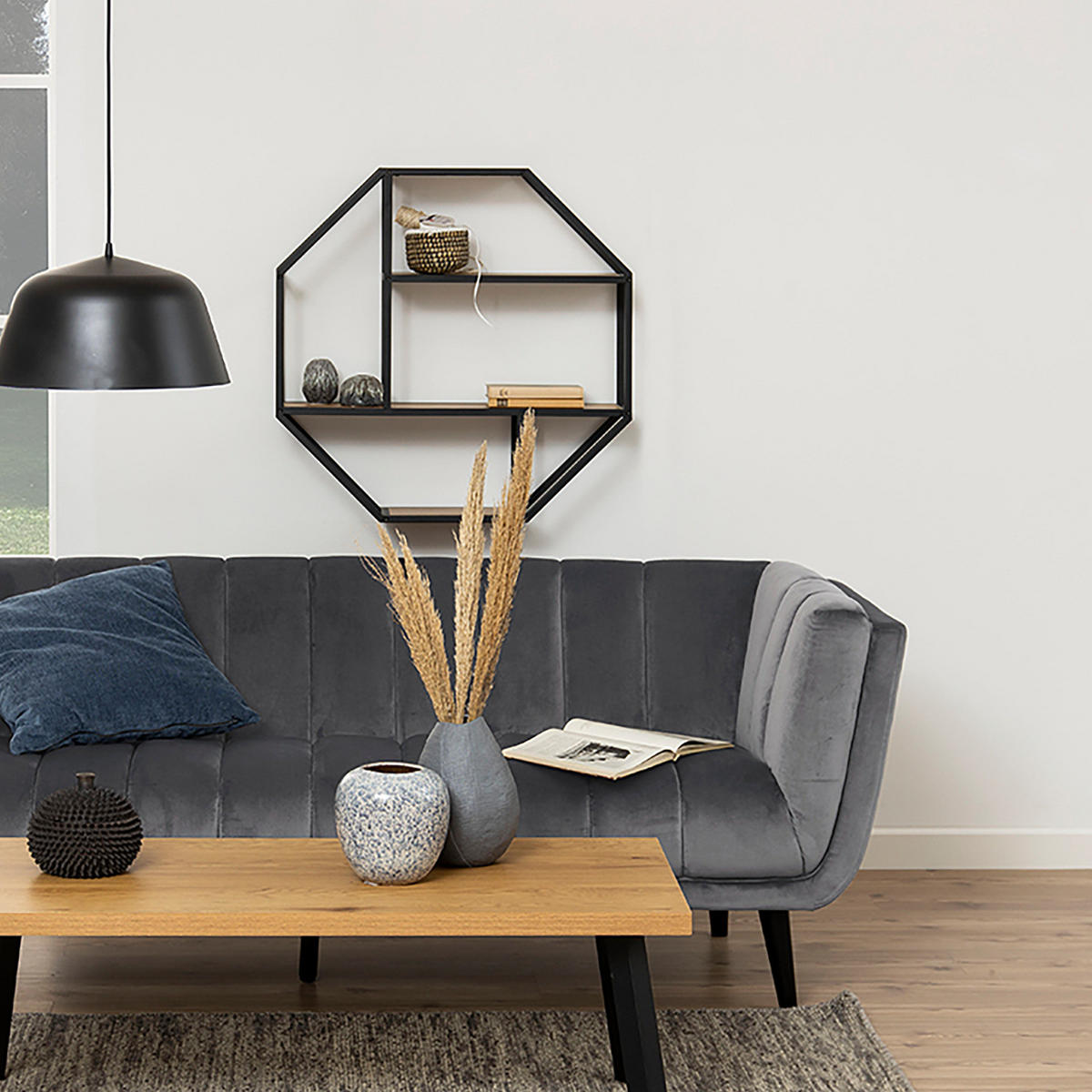 WANDREGAL - Wildeiche, Holzwerkstoff/Metall (77/77/20cm) - home24