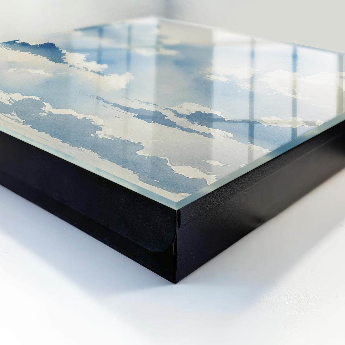SCHLÜSSELBOX Schwarz 30x30 cm- Türöffnung nach rechts - Wolken am Himmel - Blau, Metall (30/30/5cm) - TULUP