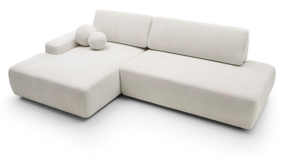ECKSOFA 275 cm mit Schlaffunktion Orea O, Links, Creme - Creme, Holz (276/164cm) - Emporius