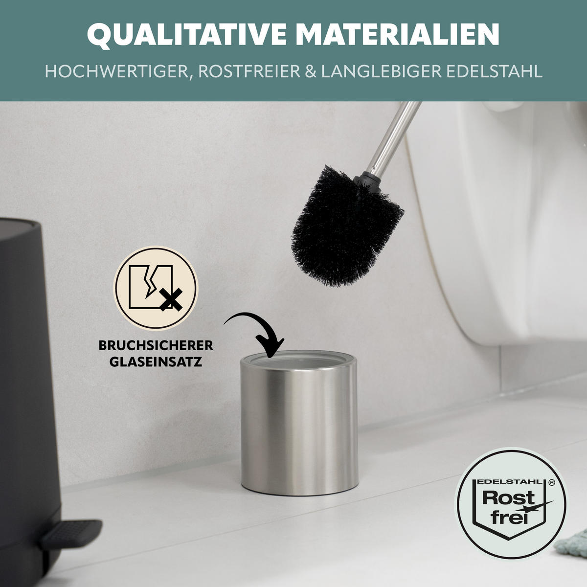 WC-GARNITUR TIRANO, Edelstahl - Edelstahlfarben, Metall (10/37/10cm) - bremermann