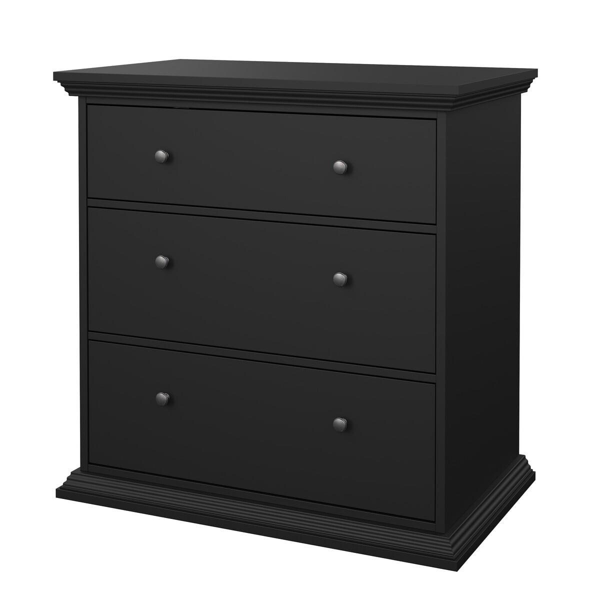 KOMMODE mit 3 Schubladen B86,3 cm – SOUTH - Schwarz, Holzwerkstoff (50.6/13.8/50.6cm) - Calicosy