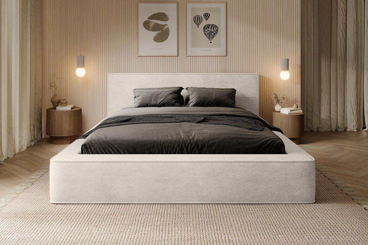 POLSTERBETT MUMMO 160x200 cm, Weiß - Weiß, Textil (200/160cm) - Fedve