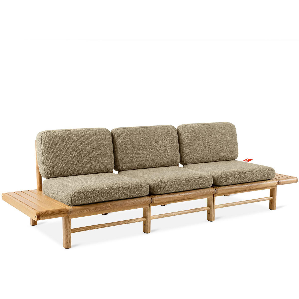 GARTENSOFA ATREDA 3-Sitzer, mit beideseitig Ablagen - Beige, Holz/Textil (260/74/80cm) - KONSIMO®