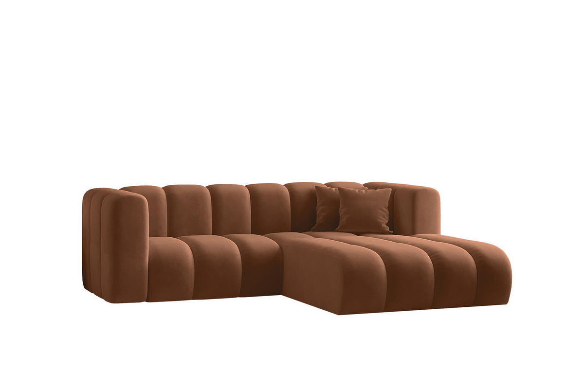 ECKSOFA L-from, Sofa Grand modular stoff Salvador Braun Rechts - Braun, Holz (227/179cm) - Kaiser Möbel