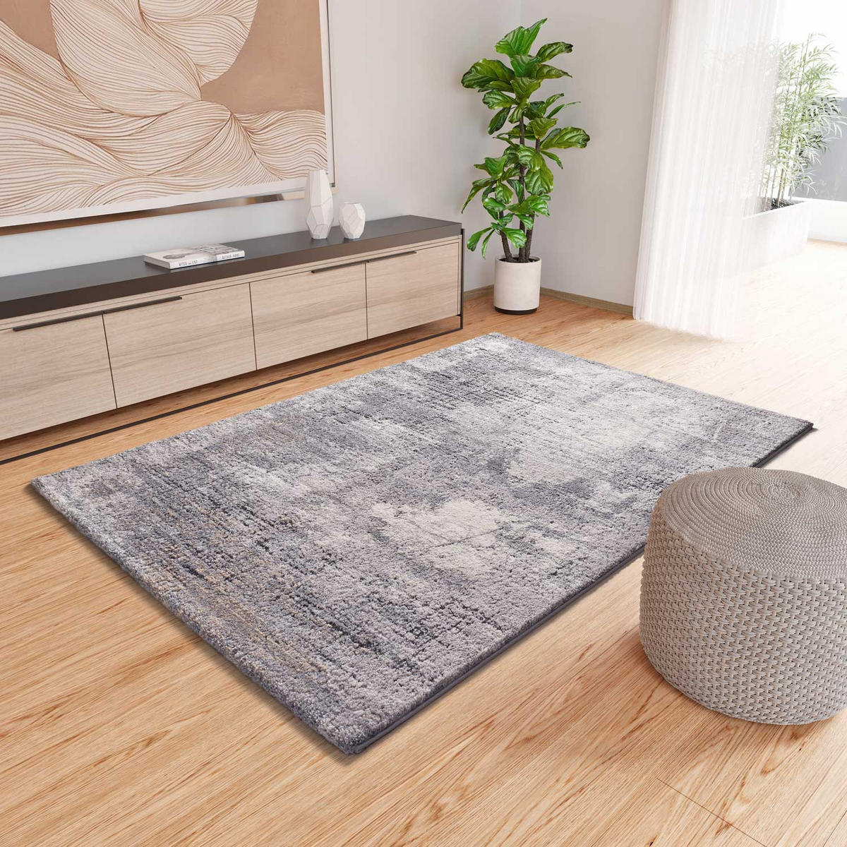 HOCHFLORTEPPICH grau Kivet 160/230 cm - Grau, Naturmaterialien/Textil (160/230cm) - Atticgo